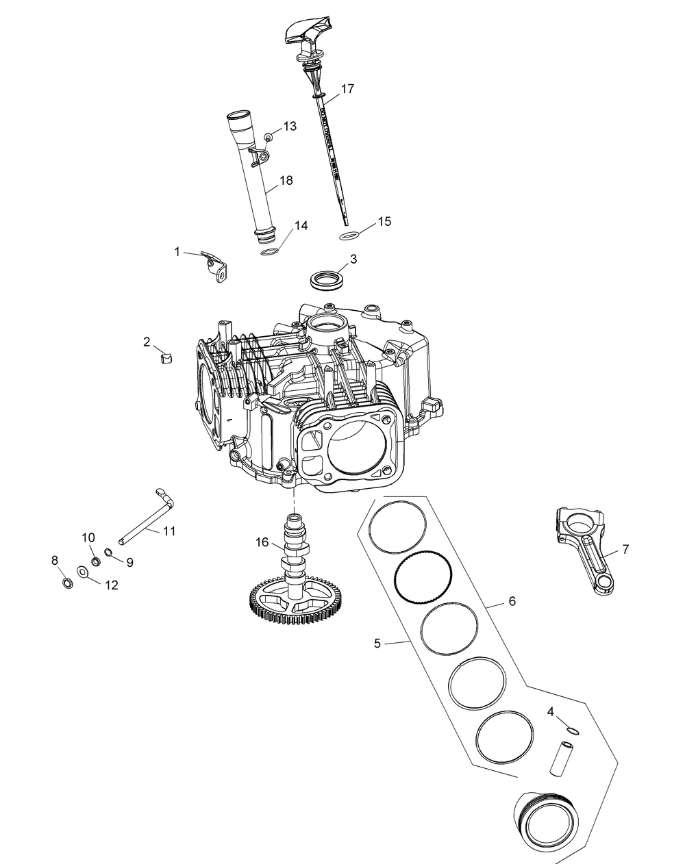 Kohler Kt745-3001 Crankcase Diagram and Parts List for XT2-GX54KH (14A7A3CA010)(2015) Cub Cadet Lawn Tractor